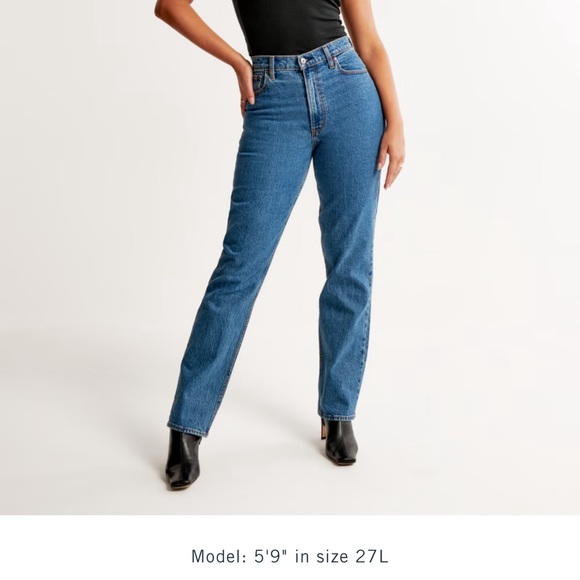 Abercrombie curve love 90’s ultra high rise straight jean - Picture 2 of 6